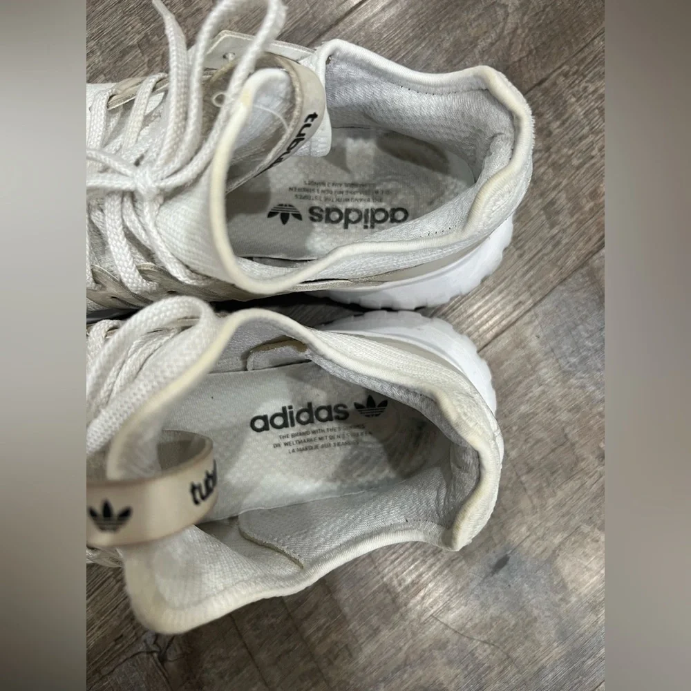 Adidas White and Tan Sneakers adidas Tubular Radial men’s size 9 GOAT